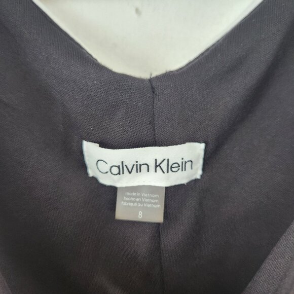 Calvin Klein Black Cocktail Dress Zip Front White Collar Formal Women's 8 - Picture 5 of 7
